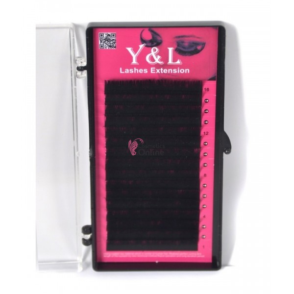 Gene false fir cu fir Y&L Lashes, tip banda D/0.20 de 12mm + 4 Paduri din Gel